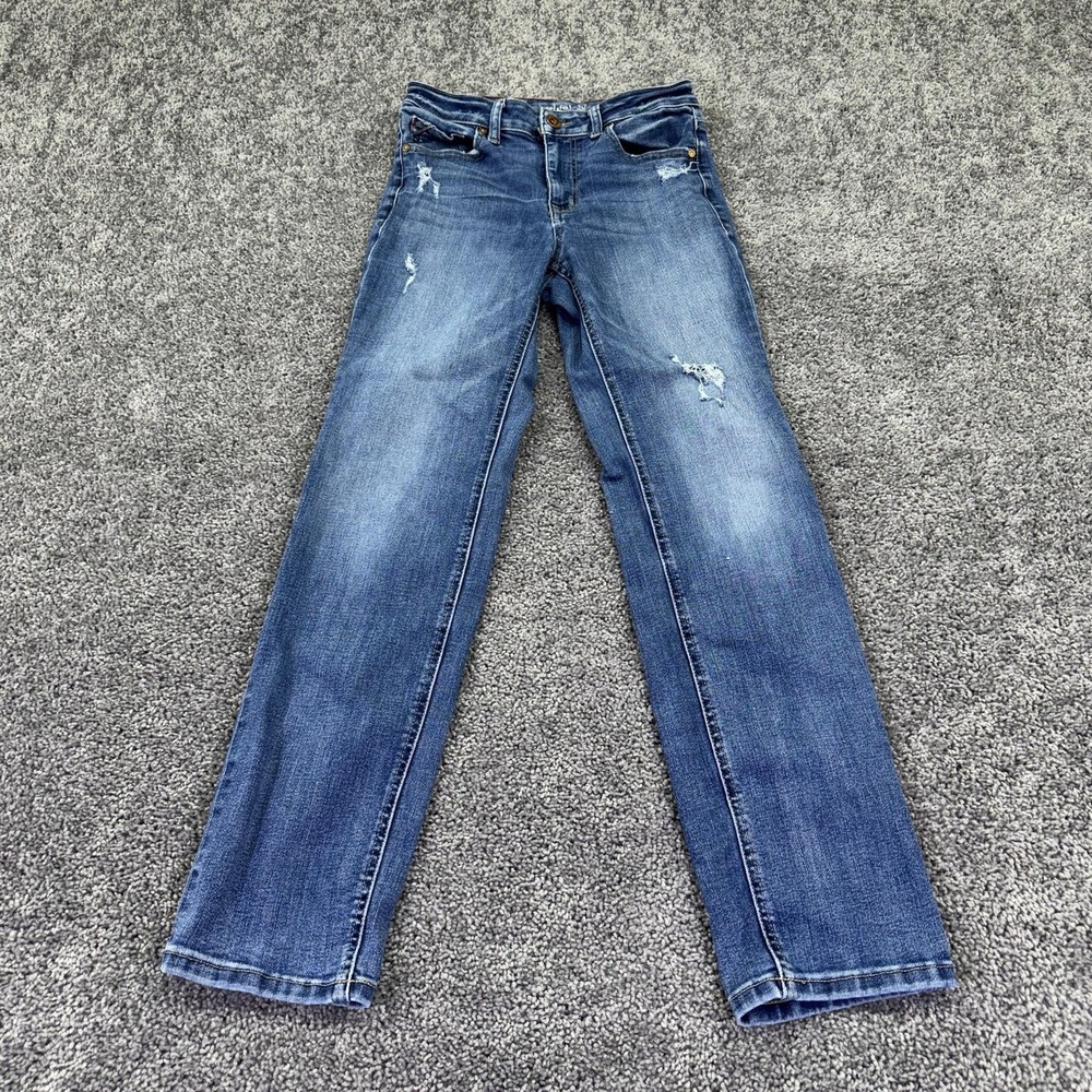 Edgely Jeans Womens 6 Blue High Rise Straight Distressed Medium Wash Denim